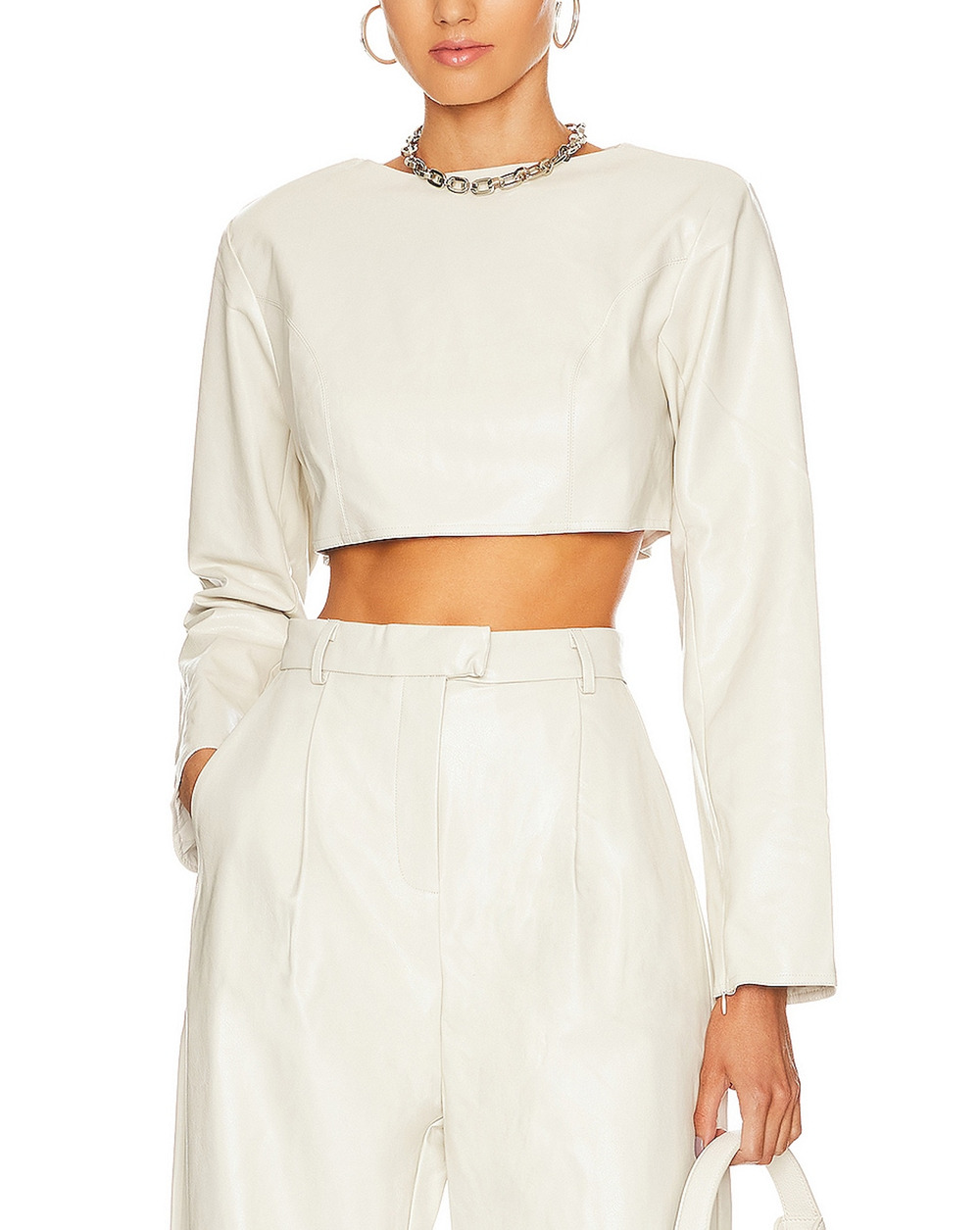 Nonchalant Label Sleek Cream Cardiff Crop Top Size S